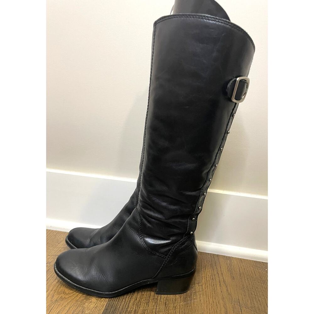 Arturo Chiang "Billie 2" Studded Riding Boots Black Leather Knee Boots Size 7.5 - Picture 8 of 13